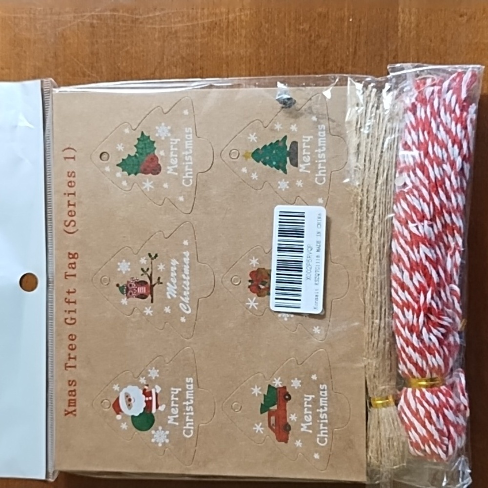Christmas Tree Gift Tags 120 Count Brown Craft Paper Ribbon Twine Red Green
